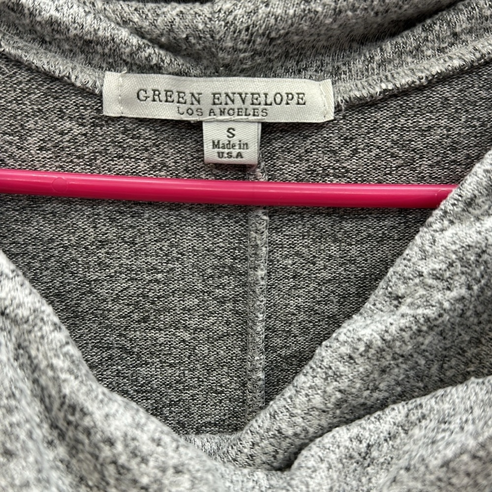 Heather Gray Cowl Neck Drawstring Waist 3 Quarter Batwing Sleeve Knit Top Size S - Picture 9 of 9